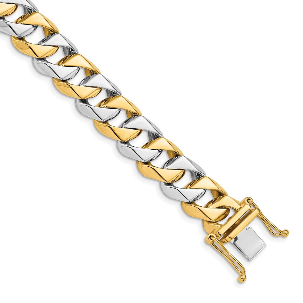 14K Two-tone Hand Polished Fancy Link with Box Catch Clasp Chain