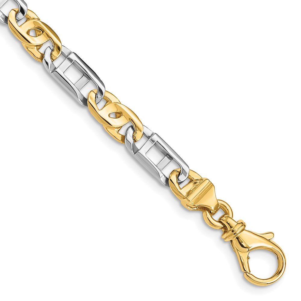 14K Two-tone Hand Polished Fancy Link with Fancy Lobster Clasp Chain