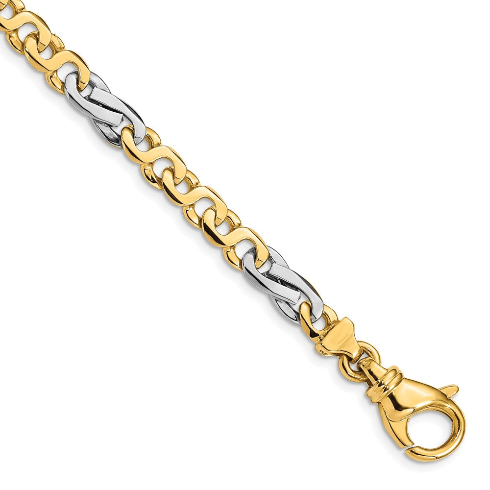 14K Two-tone Hand Polished Fancy Link with Fancy Lobster Clasp Bracelet