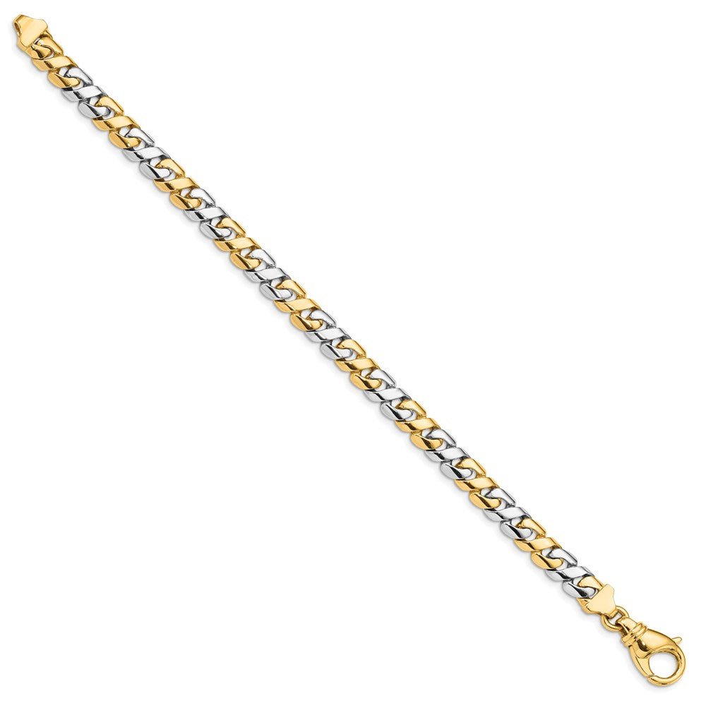 14K Two-tone Hand Polished Fancy Link with Fancy Lobster Clasp Bracelet