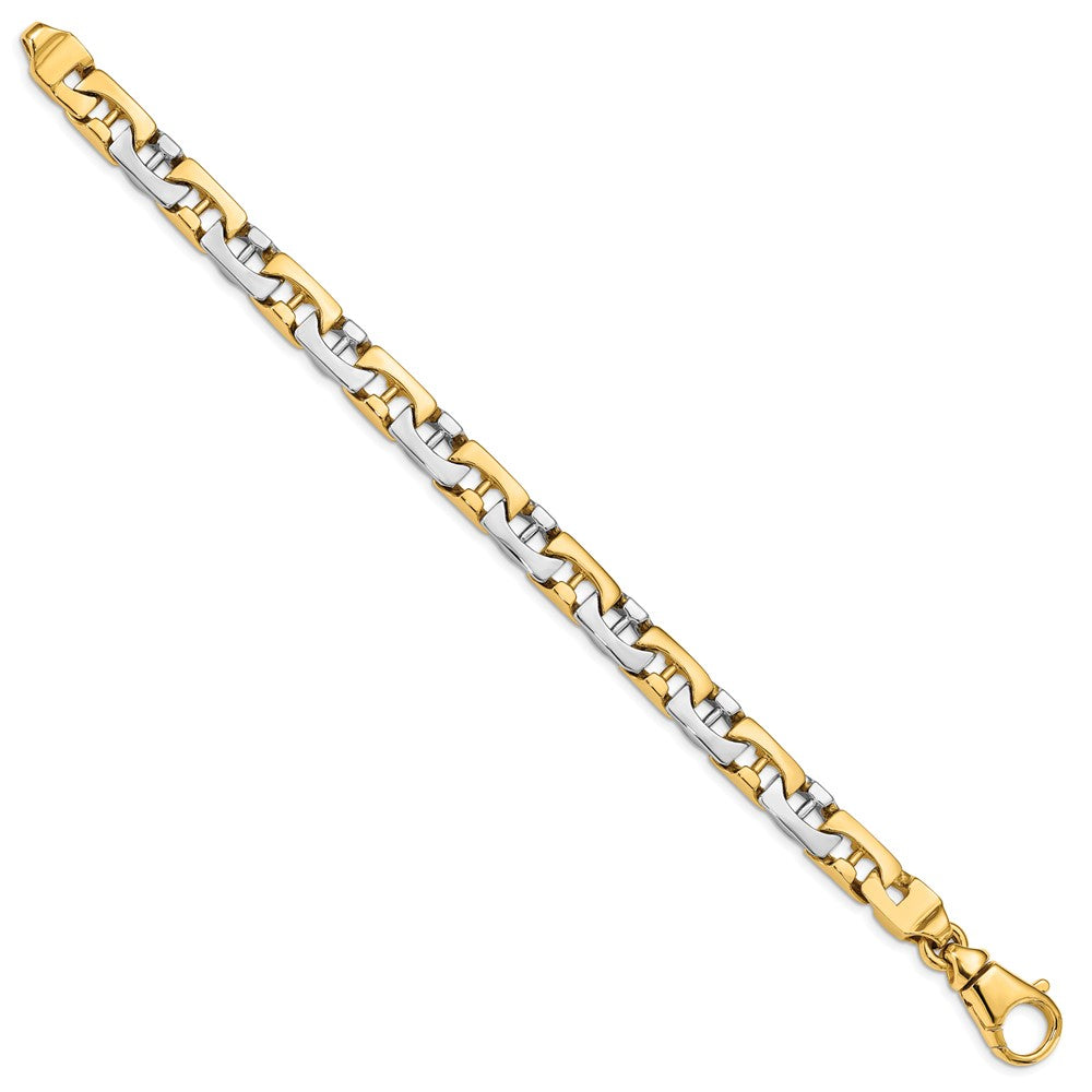 14K Two-tone Hand Polished Fancy Link with Fancy Lobster Clasp Bracelet