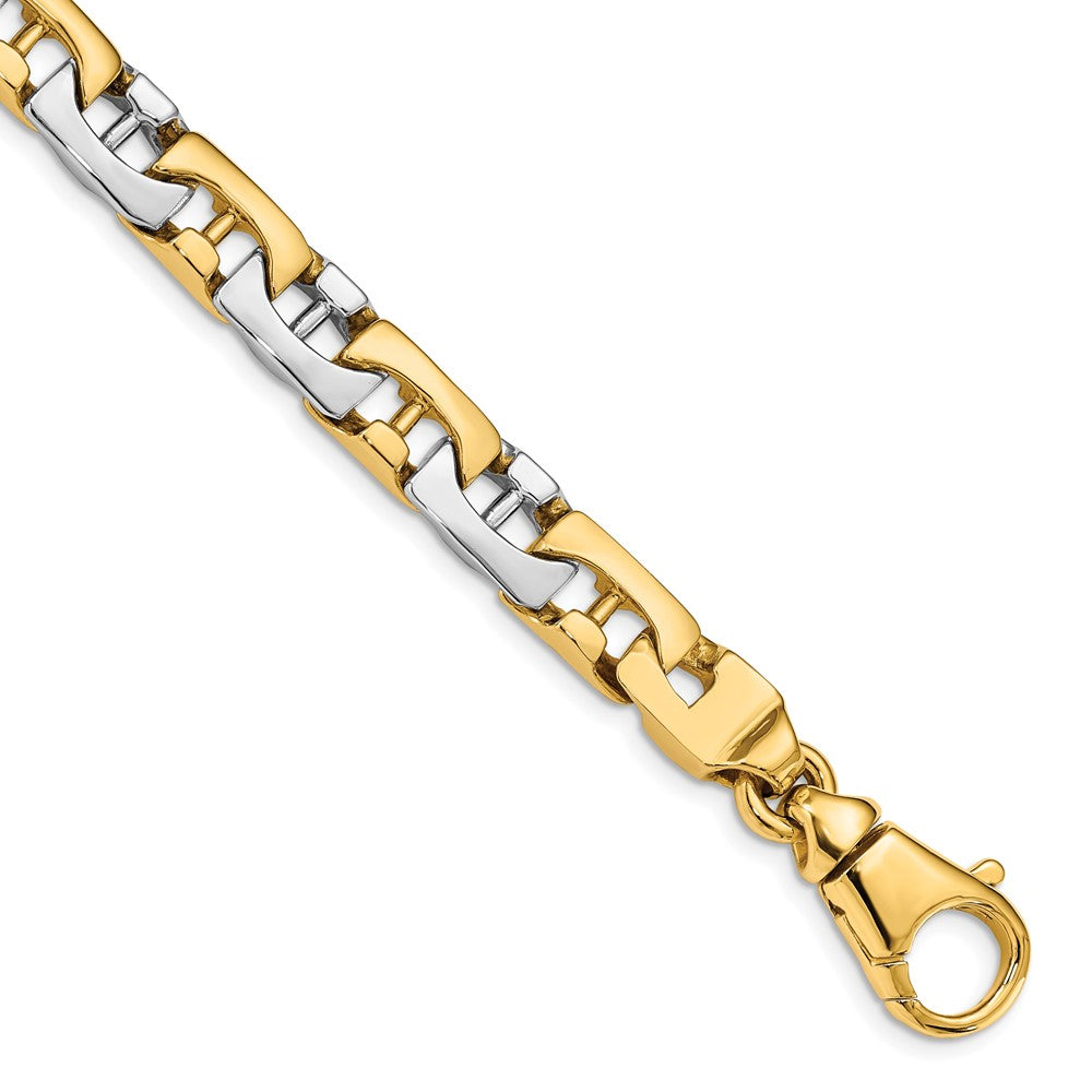 14K Two-tone Hand Polished Fancy Link with Fancy Lobster Clasp Chain