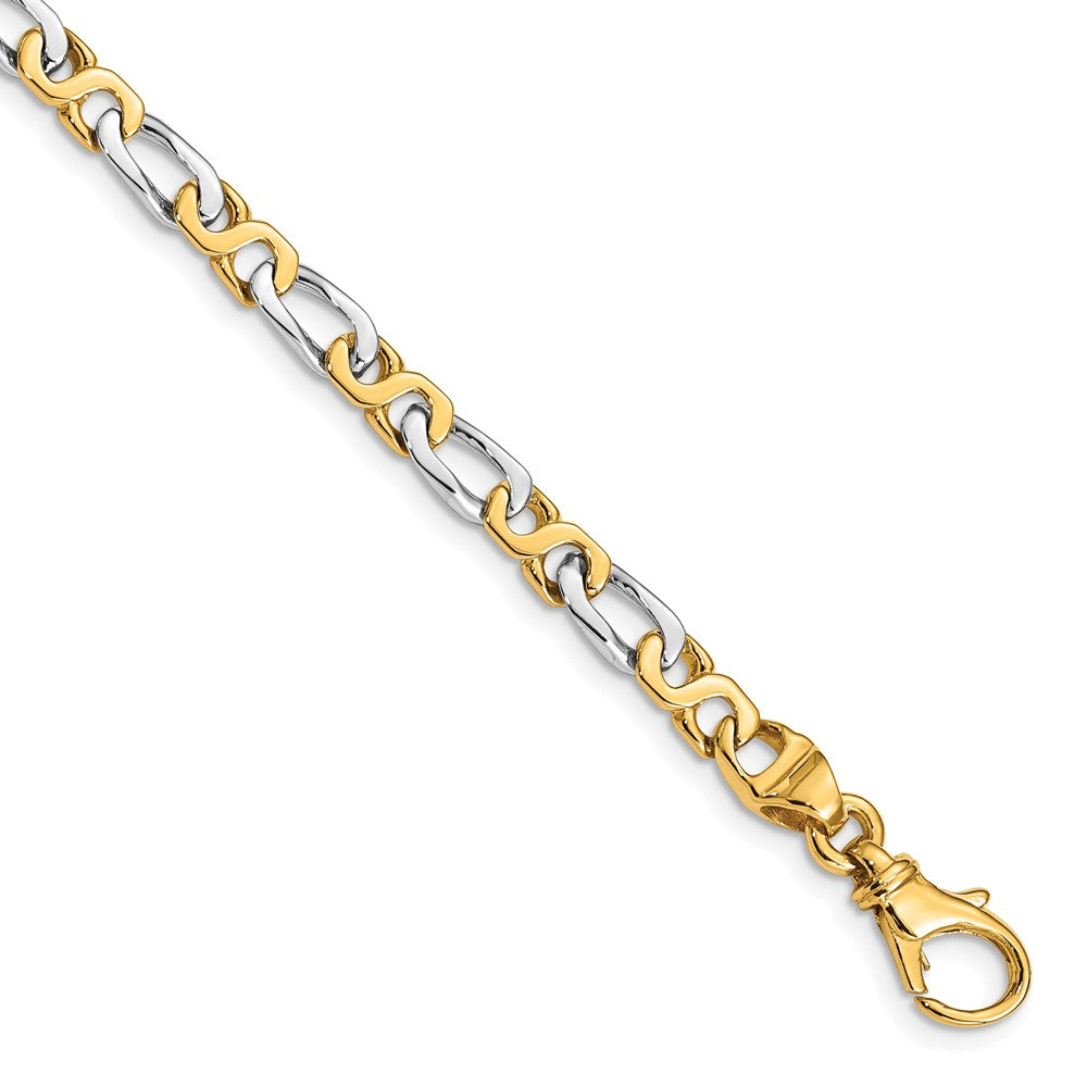 14K Two-tone Hand Polished Fancy Link with Fancy Lobster Clasp Chain