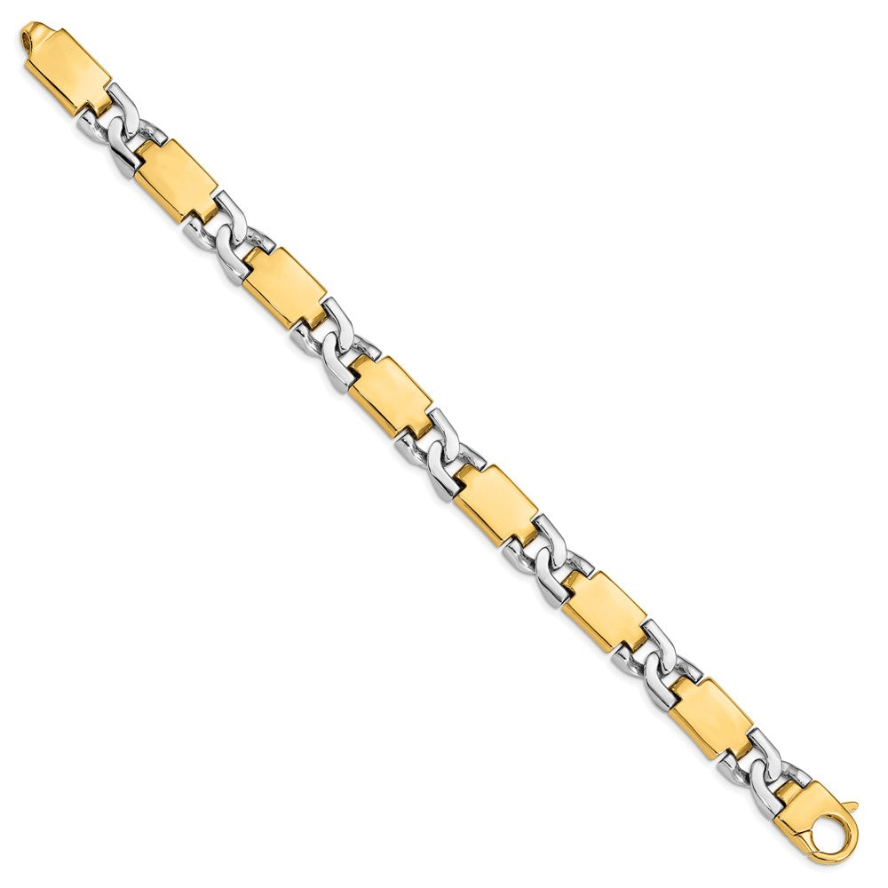 14K Two-tone 9 inch 10.9mm Hand Polished Fancy Link with Fancy  Lobster Clasp Bracelet