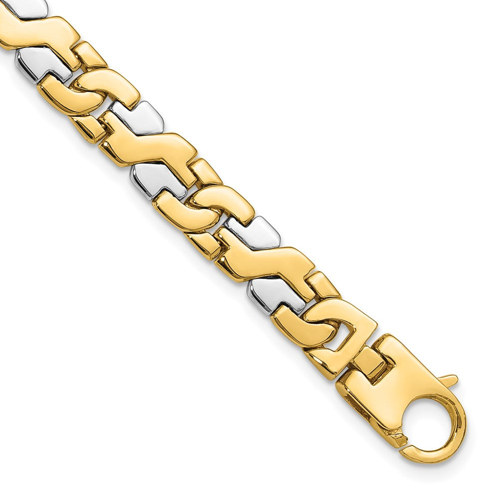 14K Two-tone Hand Polished Fancy Link with Fancy Lobster Clasp Bracelet