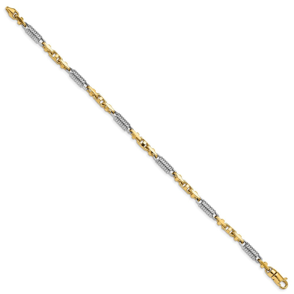 14k Two-tone Hand Polished Fancy Link with Lobster Clasp Bracelet