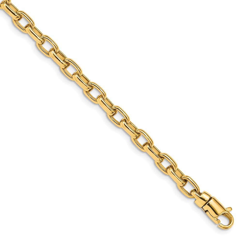 14K 8.25 inch 5mm Hand Polished Fancy Link with Lobster Clasp Bracelet