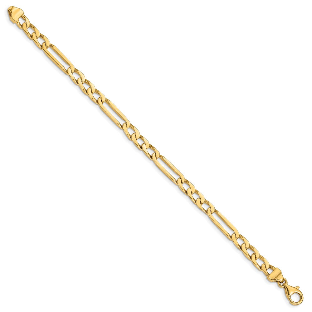 14K Hand Polished Figaro Link with Fancy Lobster Clasp Bracelet