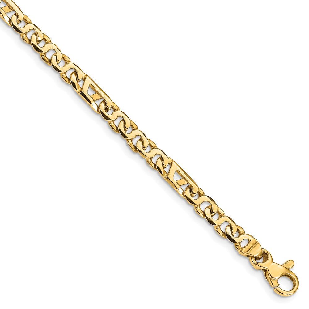 14K 8 inch 4.3mm Hand Polished Fancy Link with Fancy Lobster Clasp Bracelet