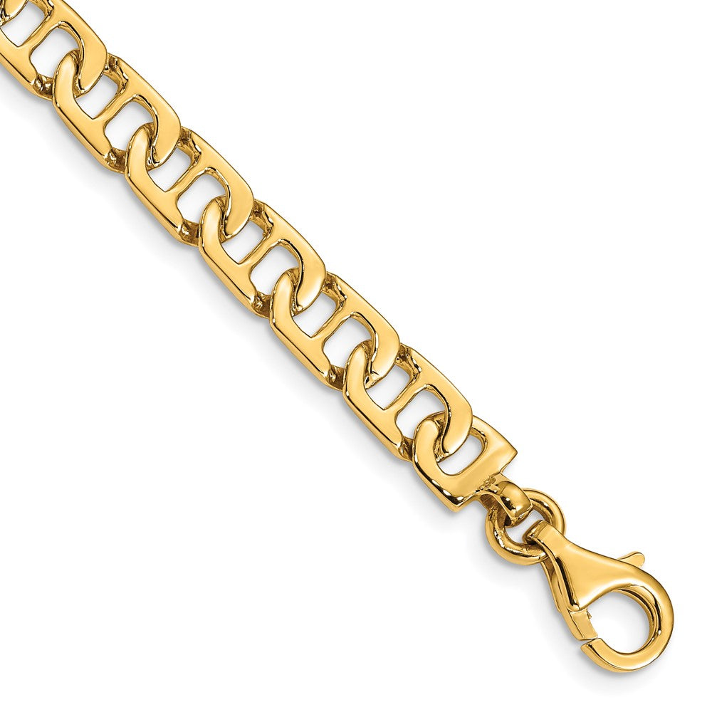 14K Hand Polished Fancy Anchor Link with Fancy Lobster Clasp Bracelet