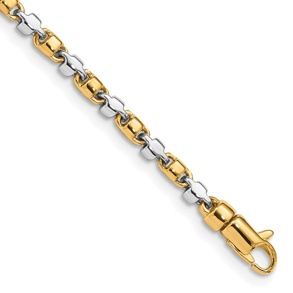 14K Two-tone Hand Polished Fancy Link with Lobster Clasp Chain