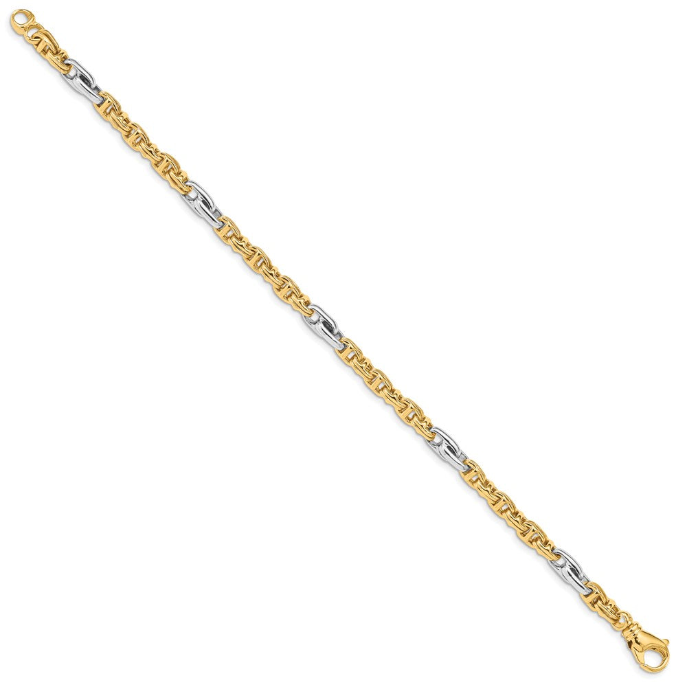 14K Two-tone 8.5 inch 5.38mm Hand Polished Fancy Link with Fancy Lobster Clasp Bracelet