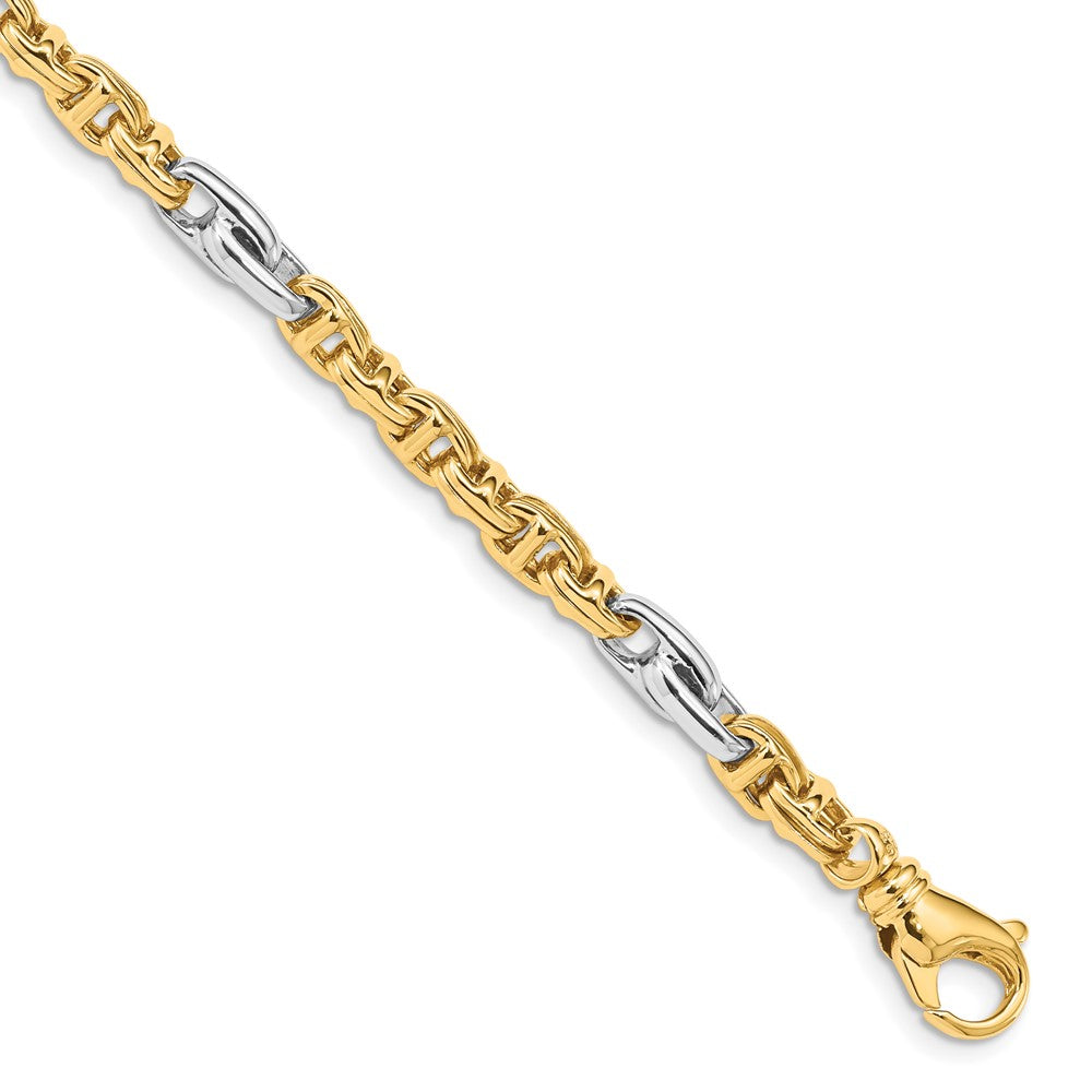 14K Two-tone 9 inch 5.38mm Hand Polished Fancy Link with Fancy Lobster Clasp Chain