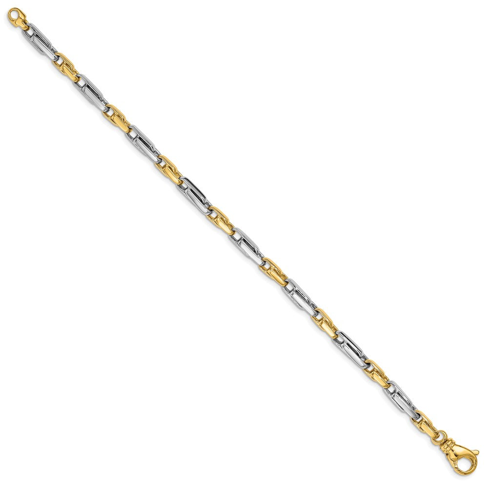 14K Two-tone Hand Polished Fancy Link with Fancy Lobster Clasp Bracelet