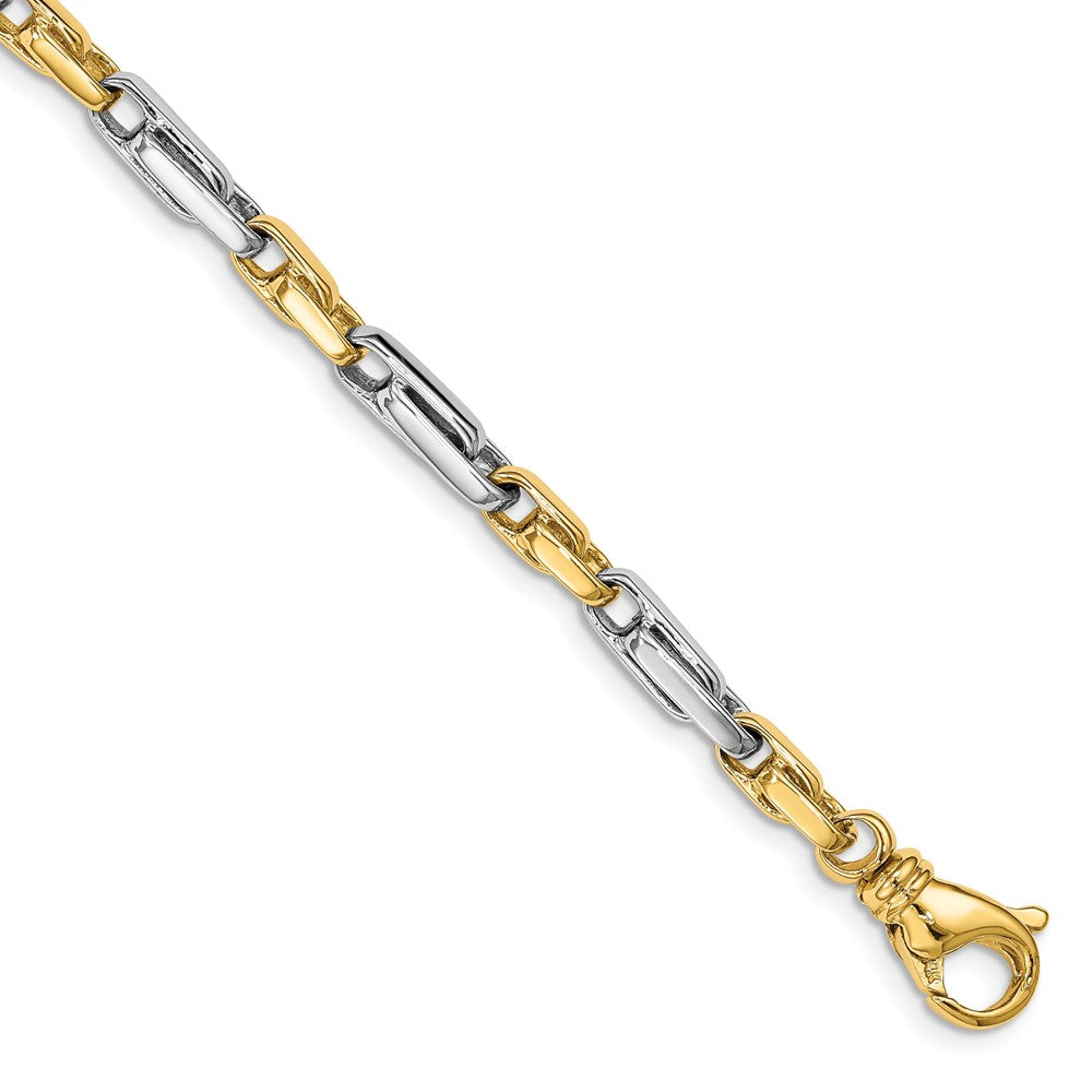 14K Two-tone Hand Polished Fancy Link with Fancy Lobster Clasp Bracelet