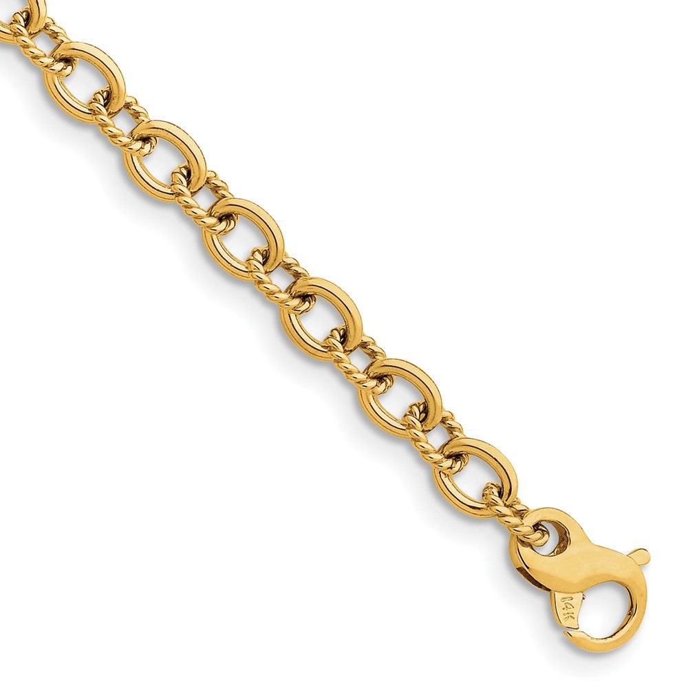 14K Hand Polished and Textured Fancy Link with Fancy Lobster Clasp Chain