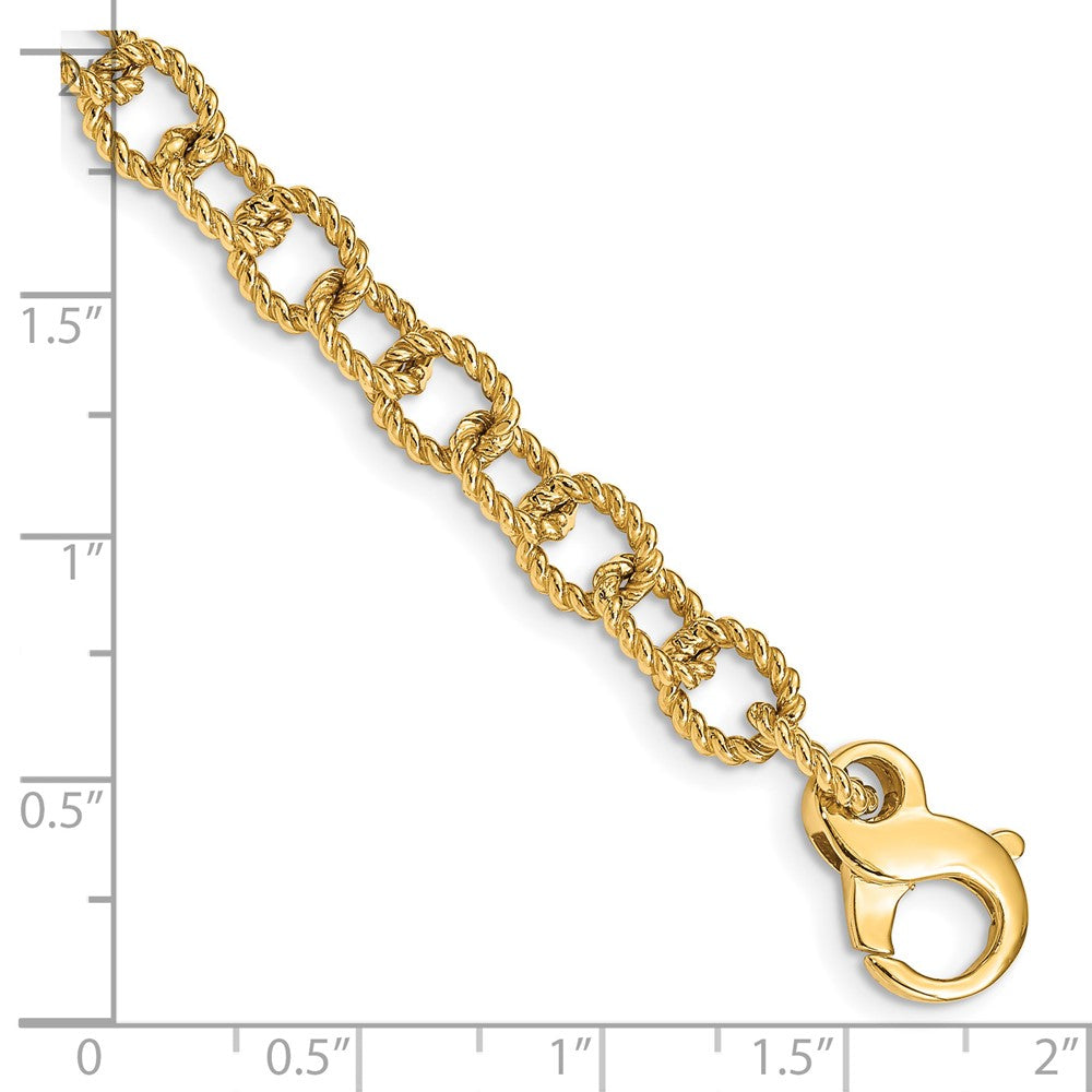 14K Hand Polished Fancy Rope Link with Fancy Lobster Clasp Chain