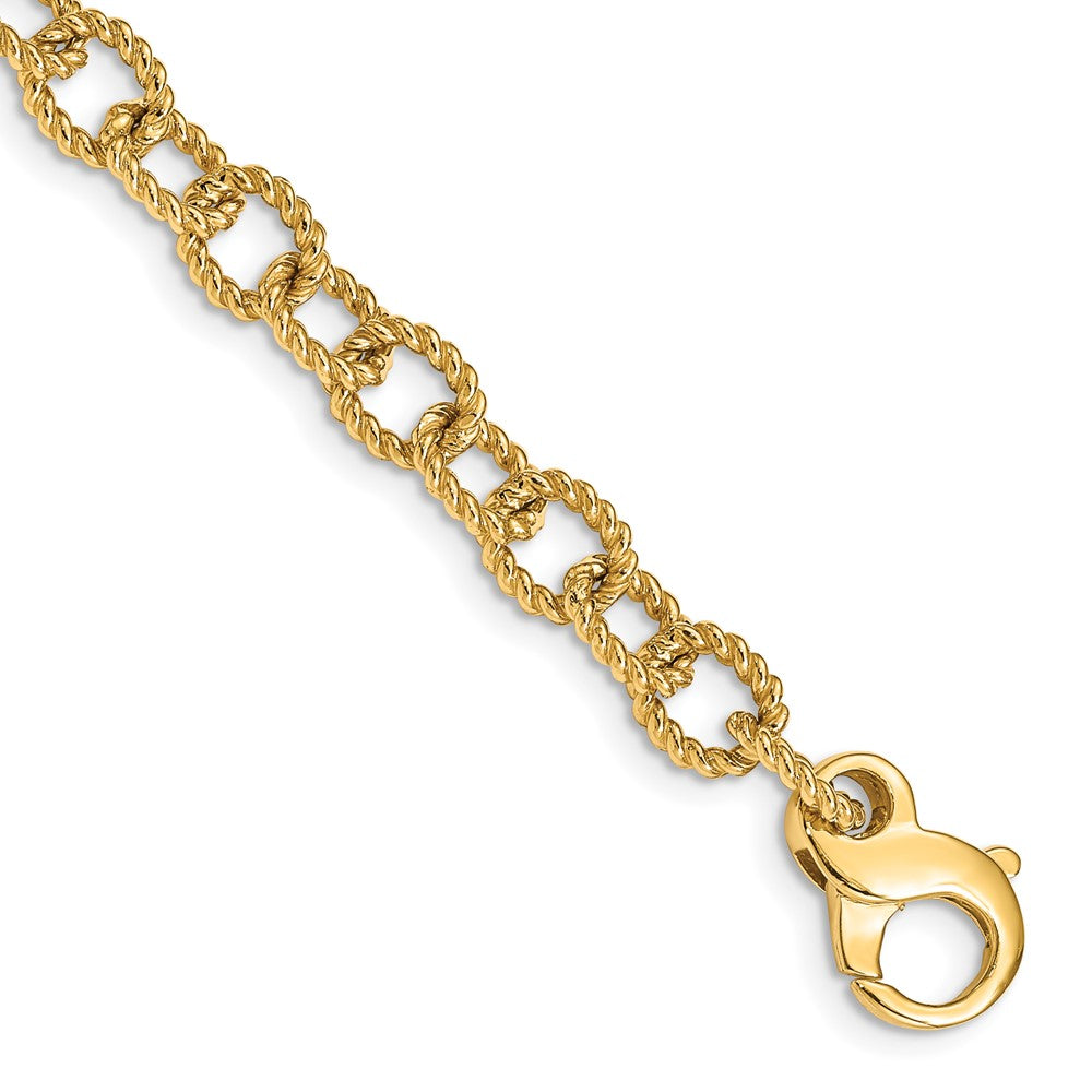 14K Hand Polished Fancy Rope Link with Fancy Lobster Clasp Chain