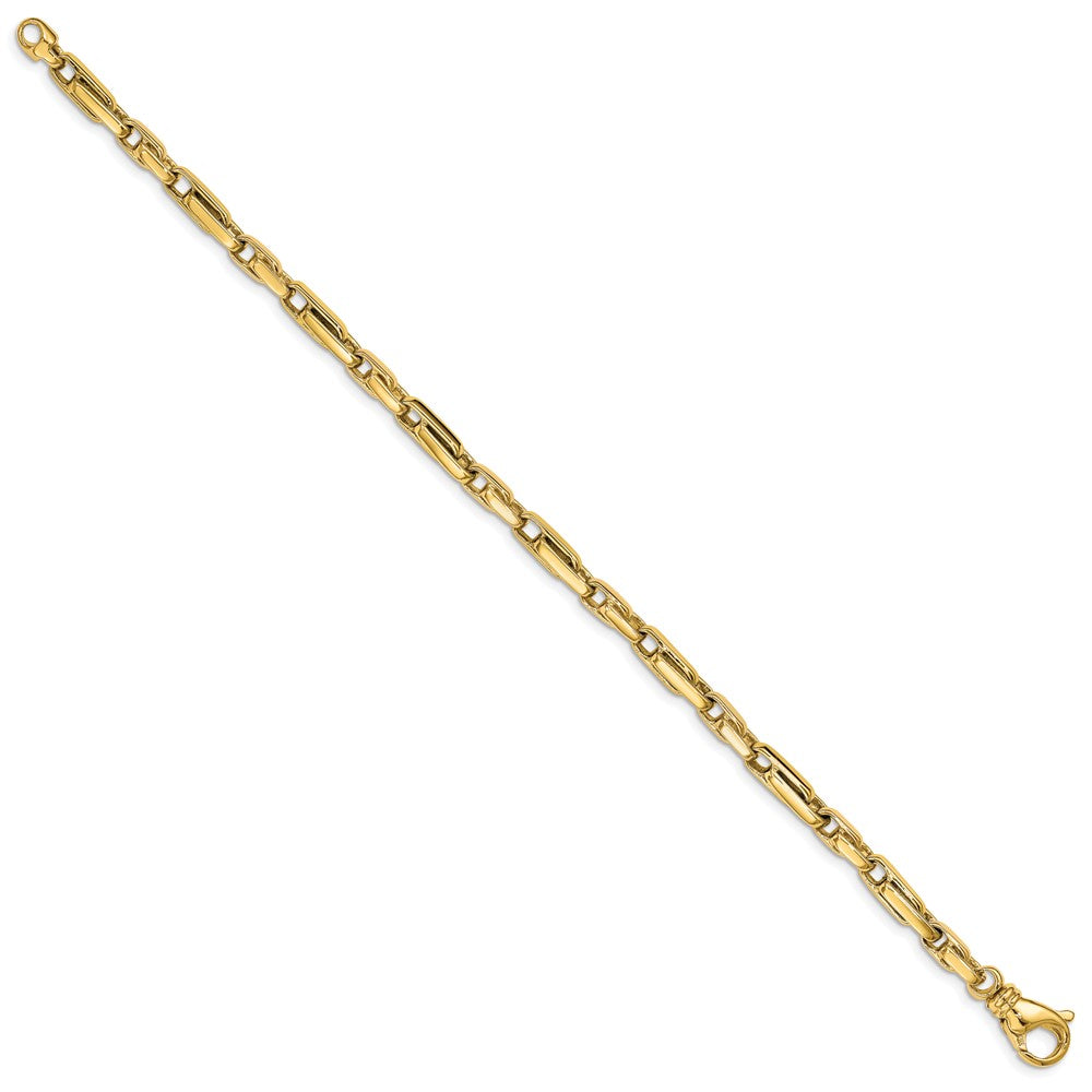 14K 8.5 inch 5mm Hand Polished Fancy Link with Fancy Lobster Clasp Bracelet