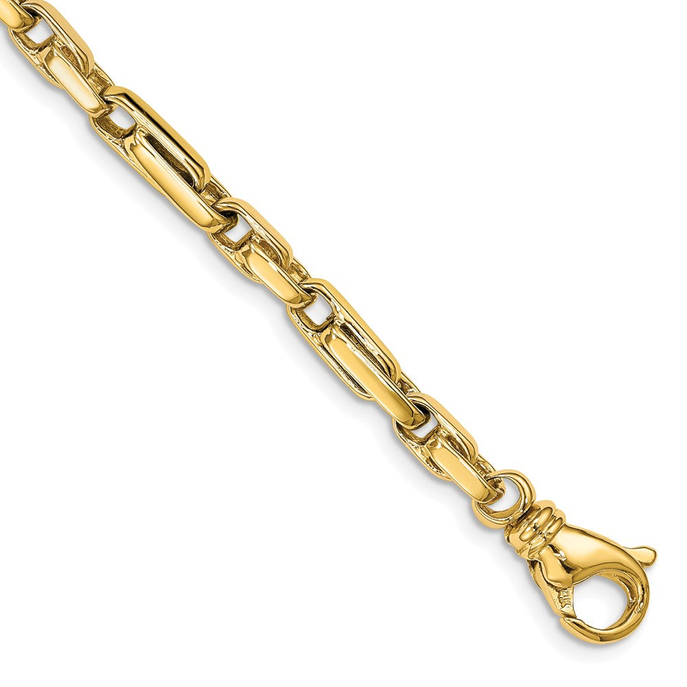 14K 9 inch 5mm Hand Polished Fancy Link with Fancy Lobster Clasp Chain