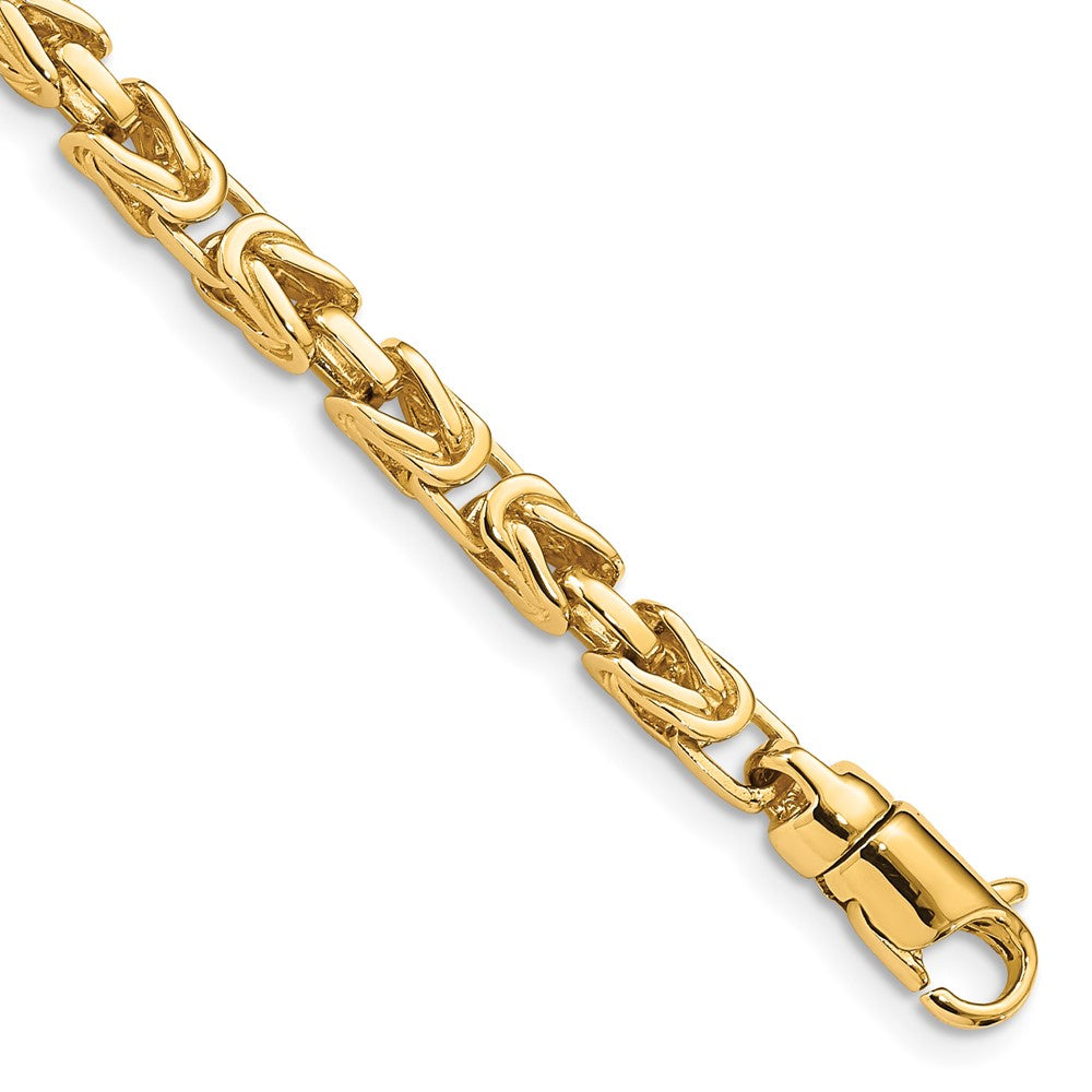 14K 9 inch 4.1mm Hand Polished Byzantine Link with Lobster Clasp Bracelet