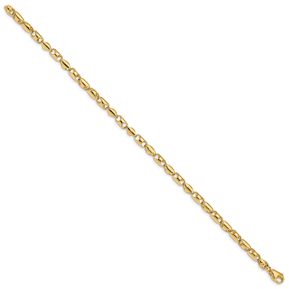 14K Fancy Barrel Link with Fancy Lobster Clasp Bracelet