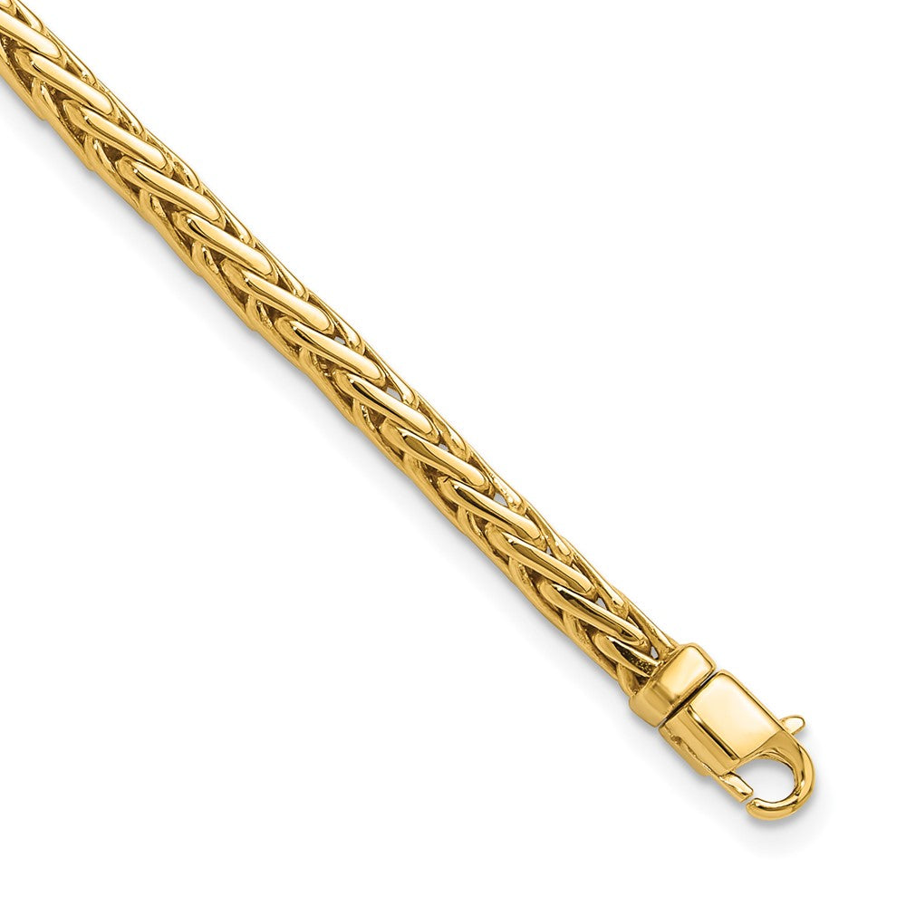 14K Hand Polished Flat-Edged Woven Link with Lobster Clasp Bracelet