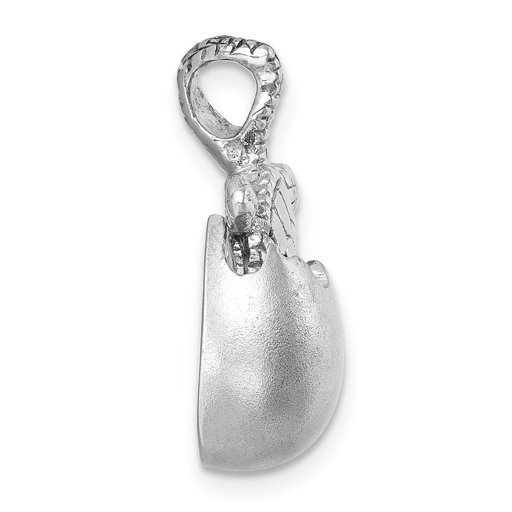 Sterling Silver Rhodium-plated Moveable Crystal Polished Hatching Turtle in Satin Egg Pendant