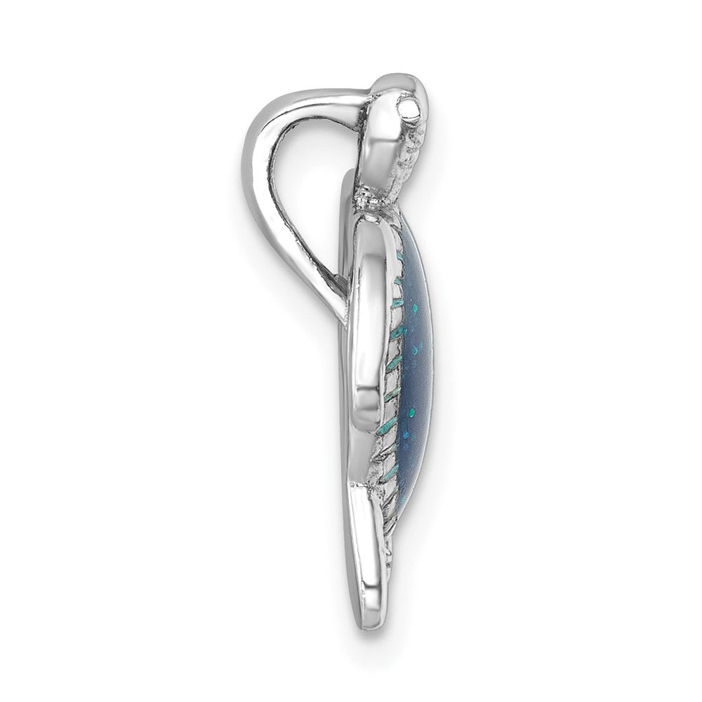 Sterling Silver Rhodium-plated Enameled Turtle Chain Slide