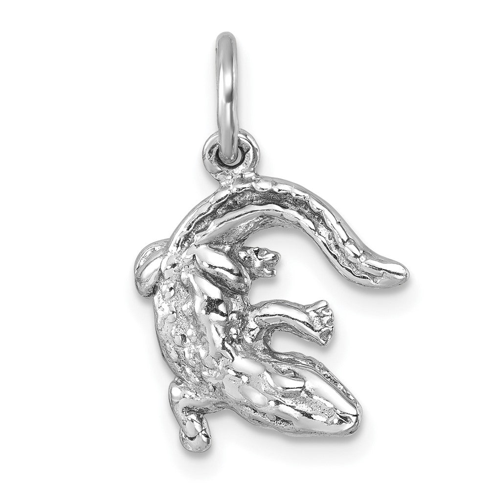 Sterling Silver Rhodium-plated Polished Curled Gator Pendant