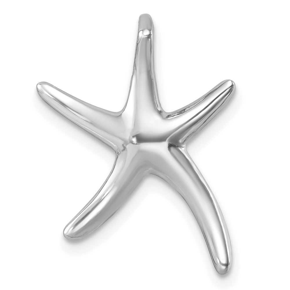 Sterling Silver Rhodium-plated Polished Starfish Chain Slide