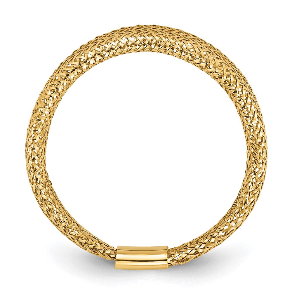 14K Polished and Textured Mesh Stretch Ring