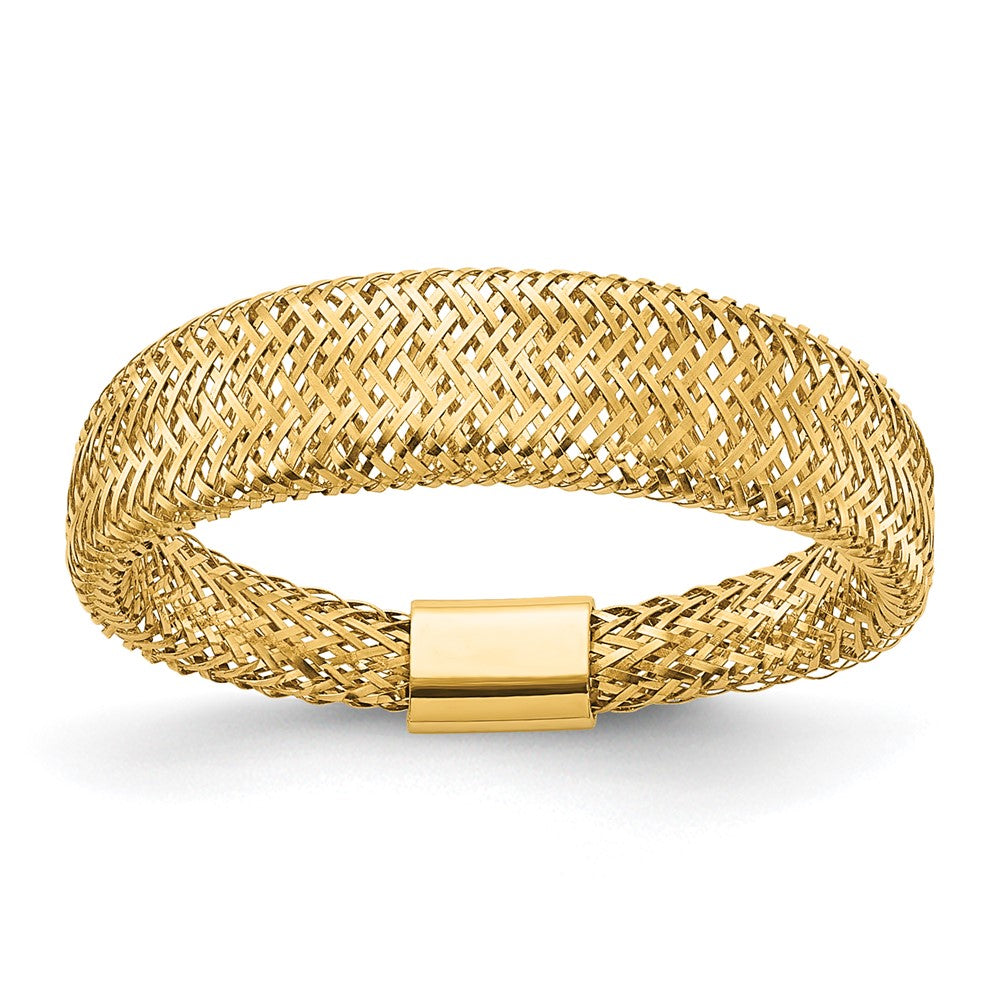 14K Polished and Textured Mesh Stretch Ring
