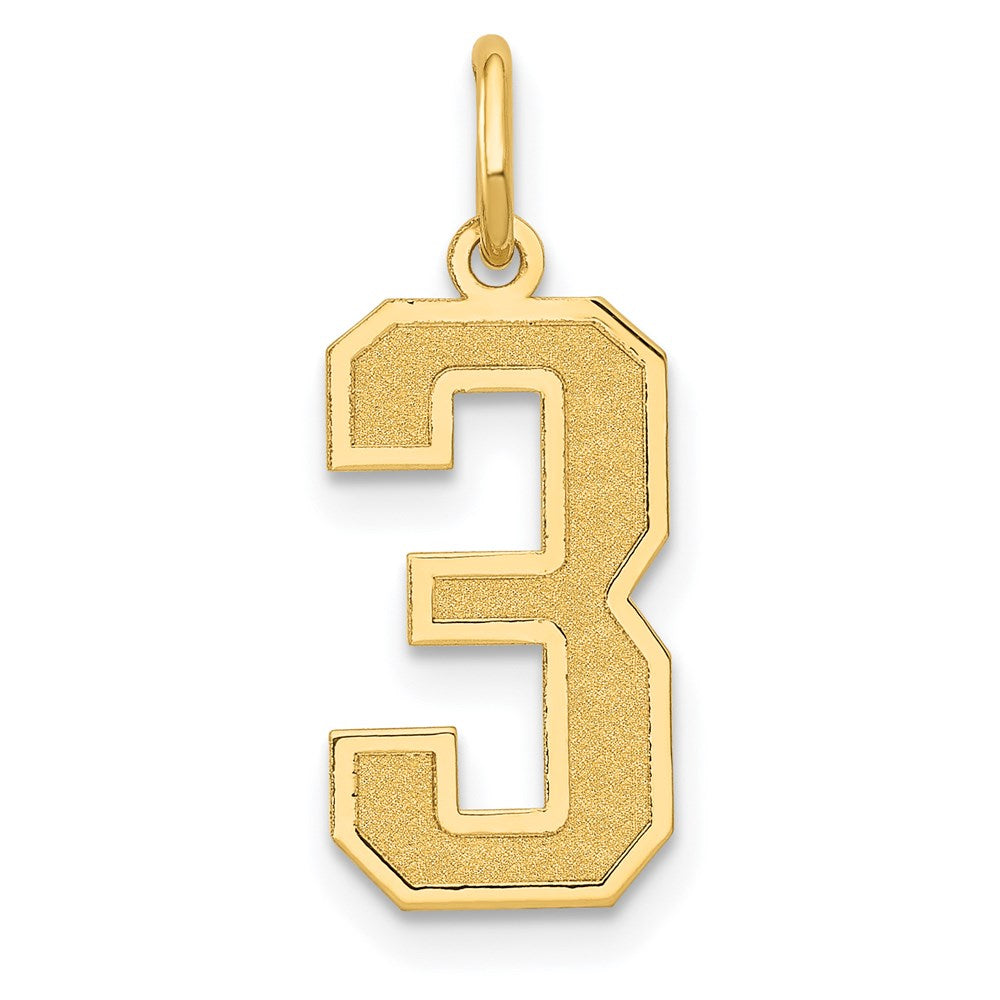 14k Medium Satin Number 3 Charm