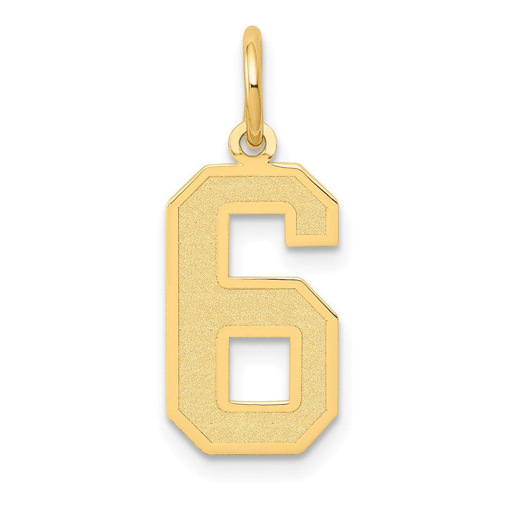 14k Medium Satin Number 6 Charm