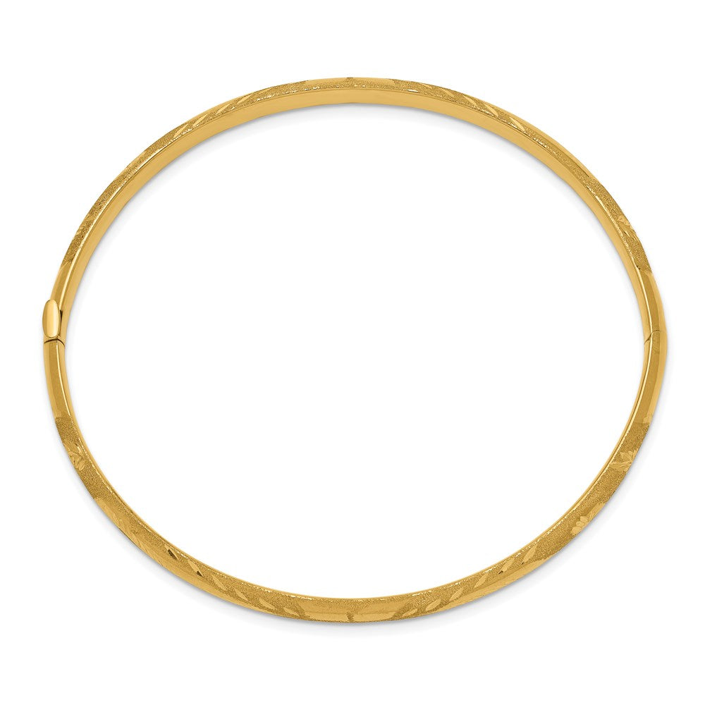 14k 3/16 Oversized Laser-Cut Hinged Oval Bangle Bracelet