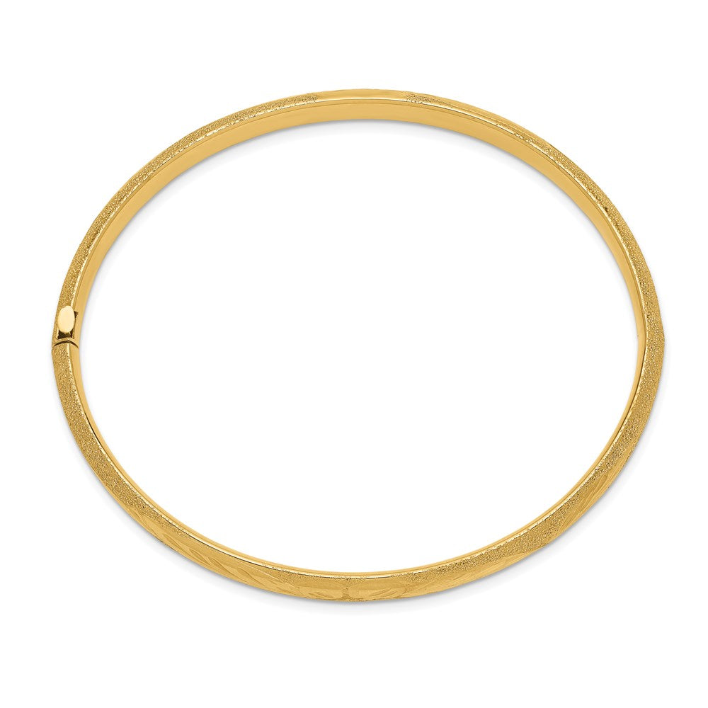 14k 4/16 Laser-Cut Hinged Oval Bangle Bracelet