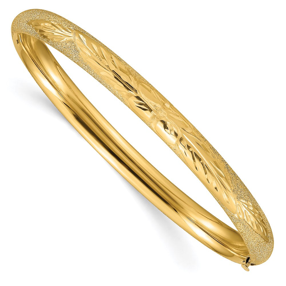 14k 4/16 Laser-Cut Hinged Oval Bangle Bracelet