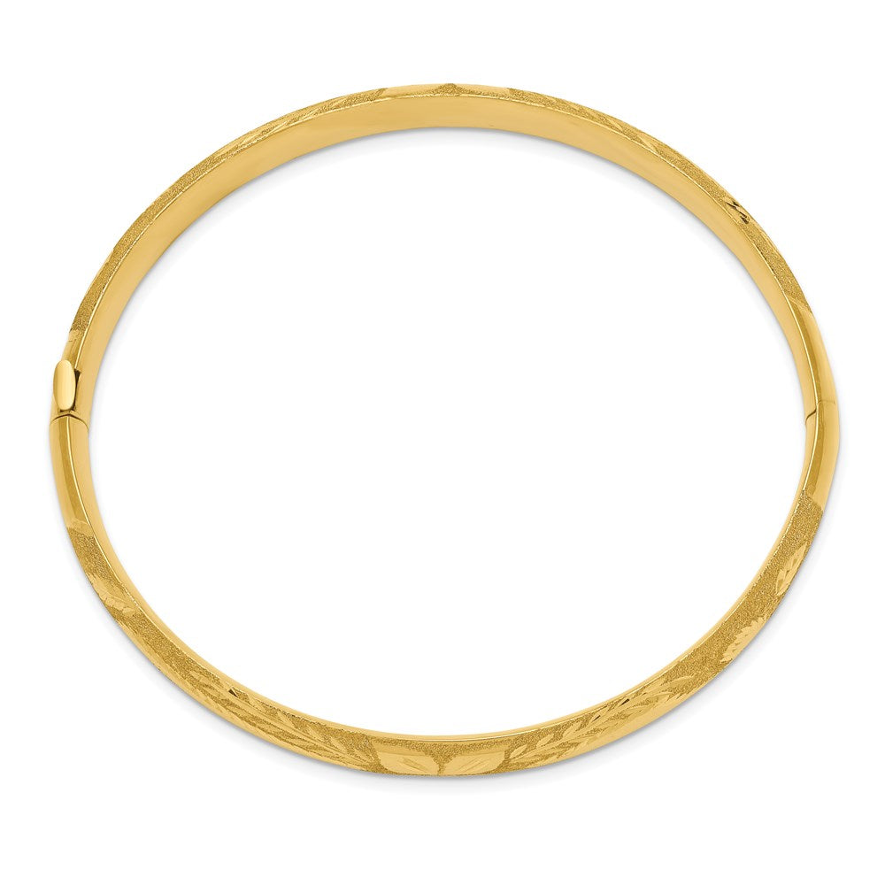 14k 5/16 Oversized Laser-Cut Hinged Oval Bangle Bracelet