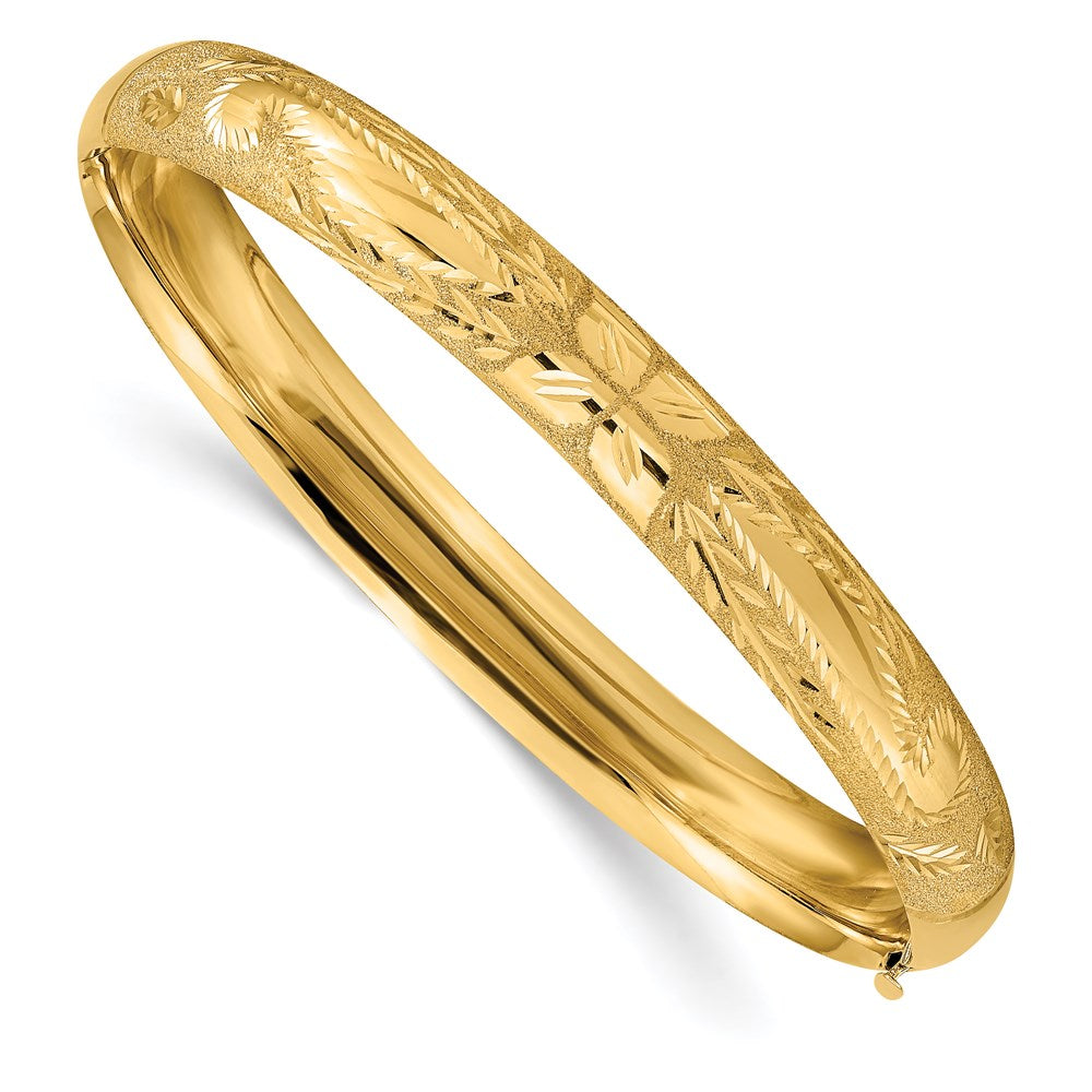 14k 5/16 Laser-Cut Hinged Oval Bangle Bracelet