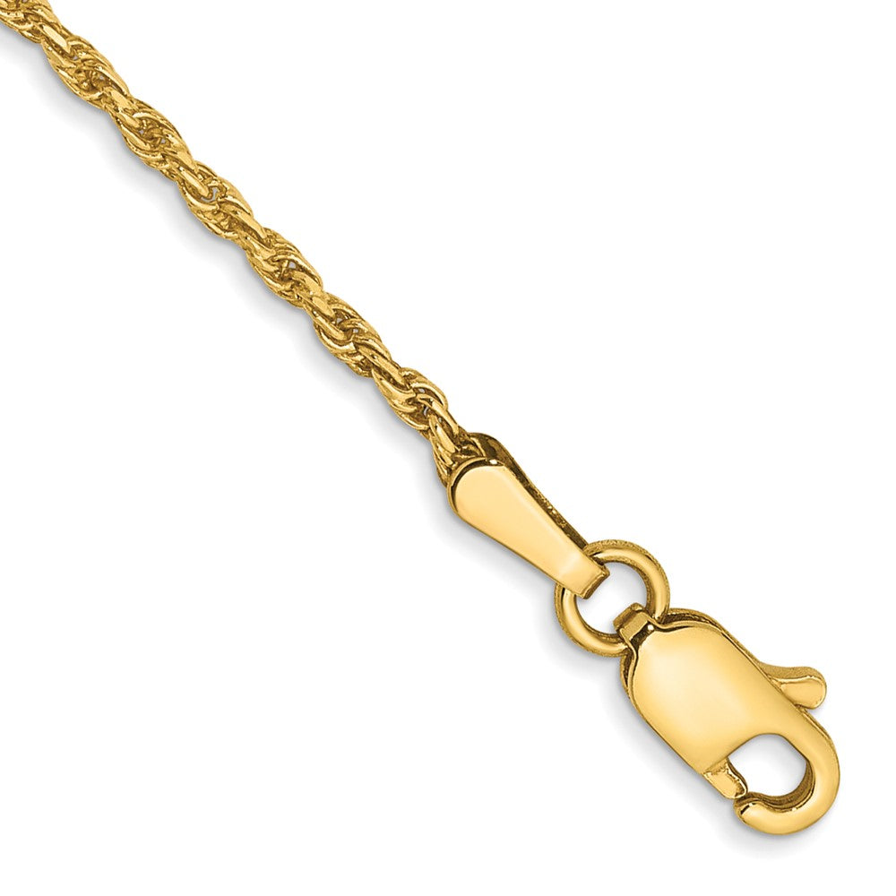 14K Diamond-cut Solid Machine Made Rope with Lobster Clasp Anklet