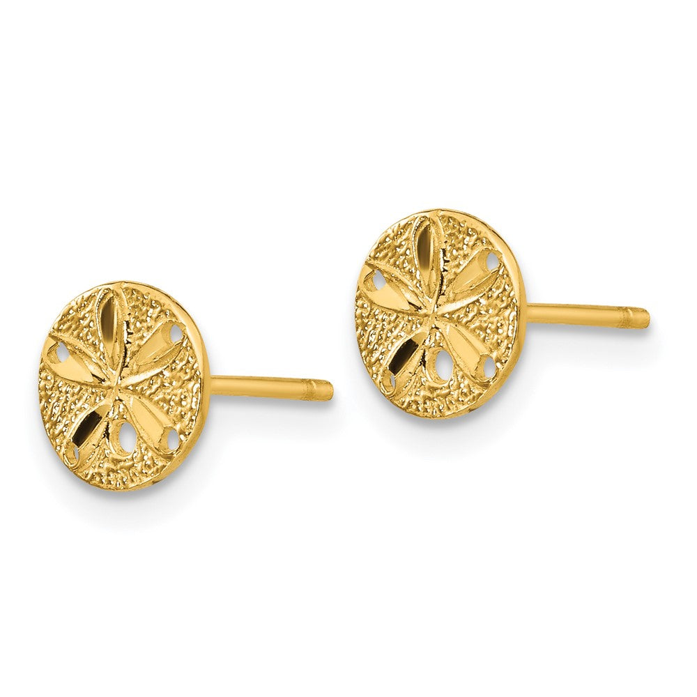 14k Diamond-Cut Sand Dollar Post Earrings