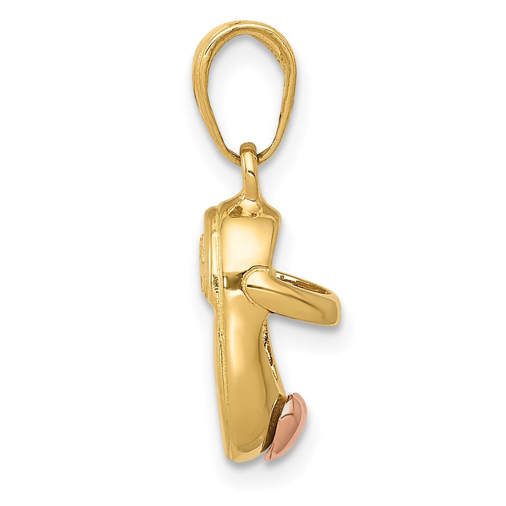 14k 3-D Two-tone Baby Shoe with Heart Charm