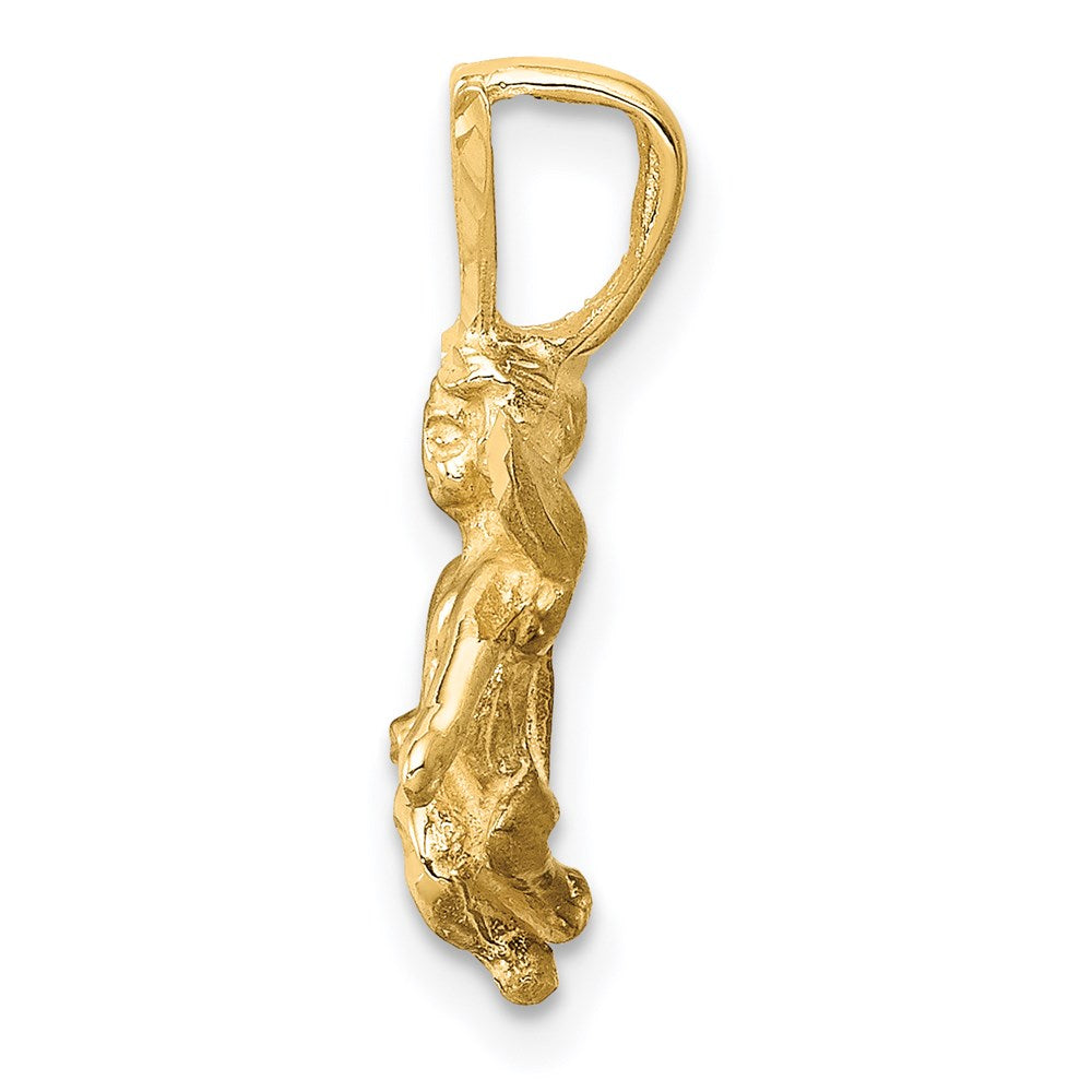 14k 3-D Satin and Diamond-Cut Angel Charm