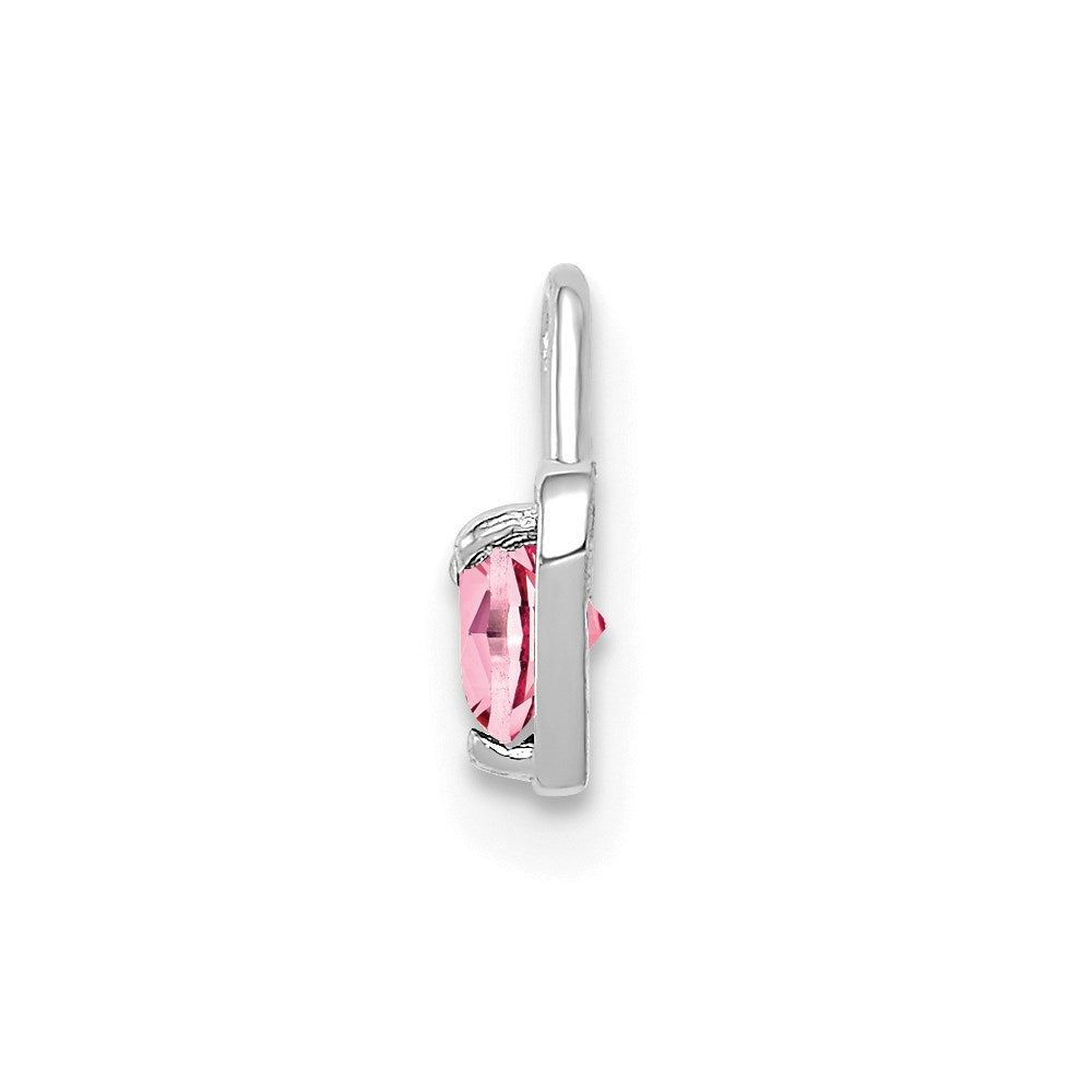 14k White Gold October Synthetic Birthstone Heart Charm