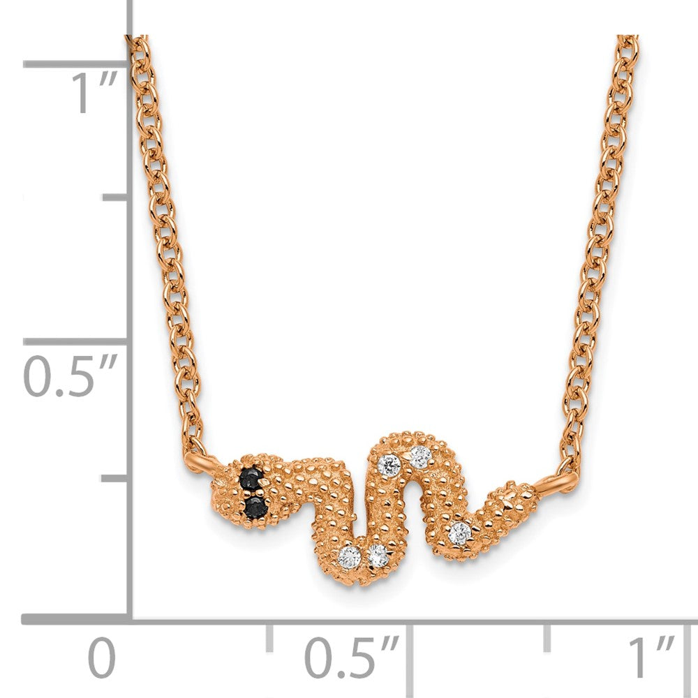 Sterling Silver Rose Gold-plated 16+2in w/ext CZ Snake Necklace