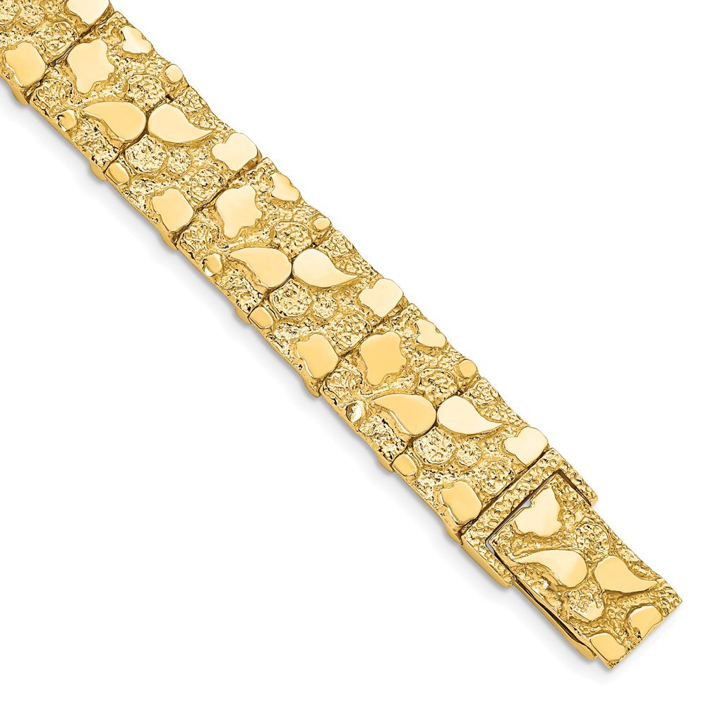 14k Polished and Textured Nugget Bracelet