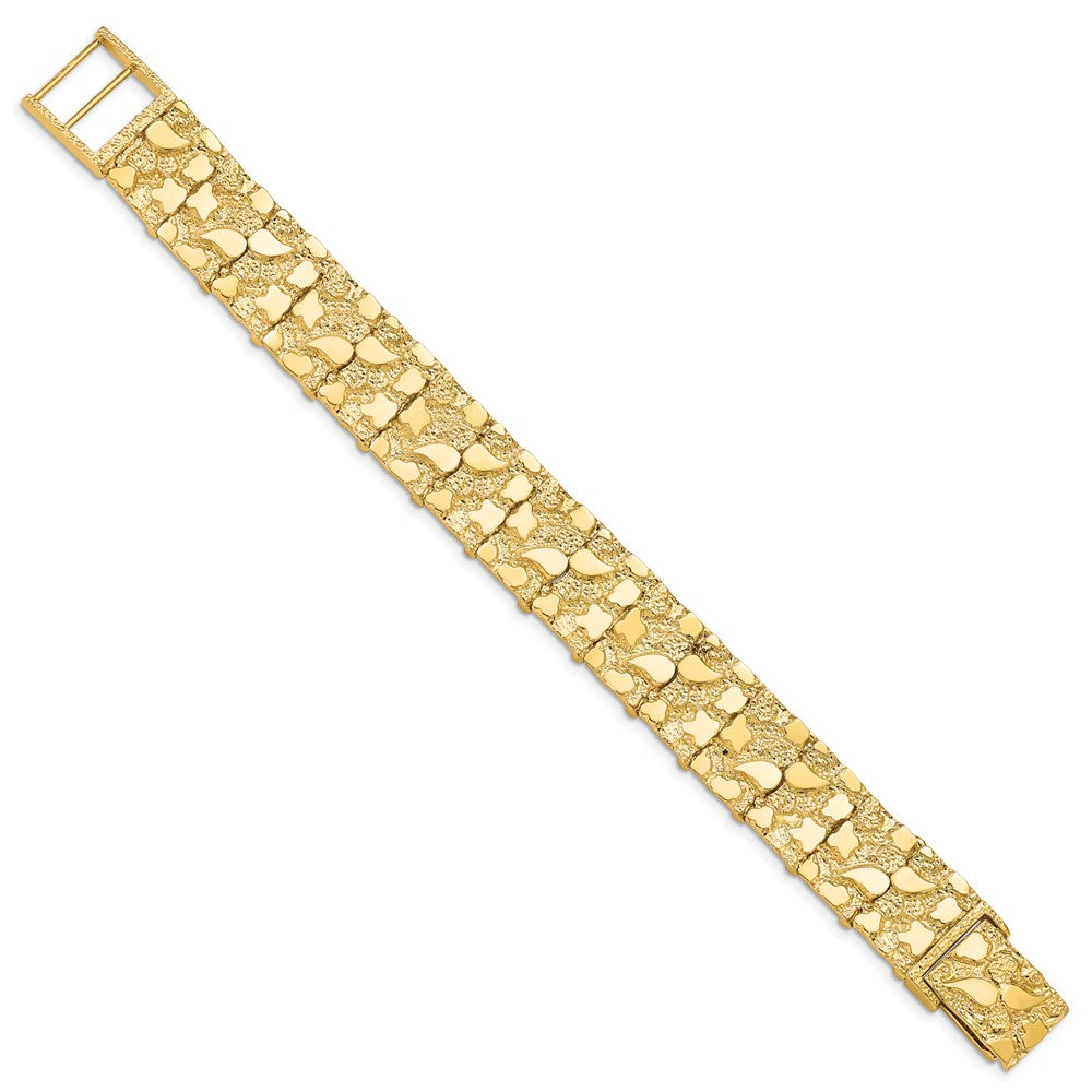 14k Polished and Textured Nugget Bracelet