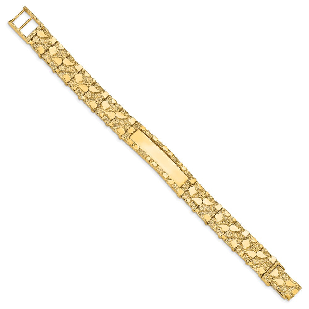 14k Polished Solid Nugget 36x Plate ID Bracelet
