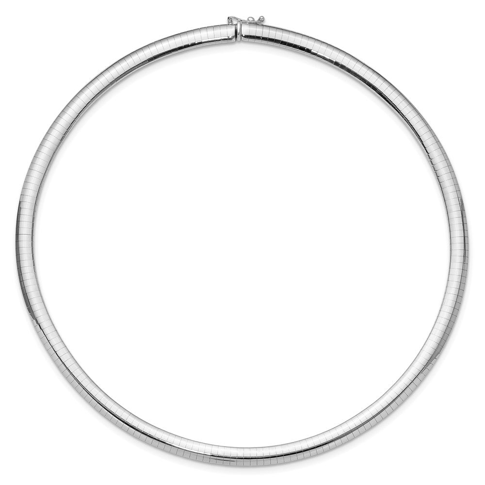 14k White Gold Polished Standard Weight Domed Omega Necklace